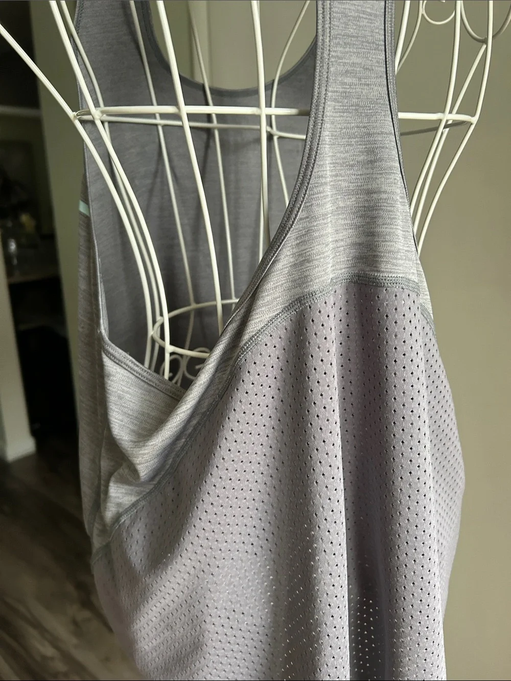Nike Gray Racerback Tank with Pink Logo and Mint Stripes